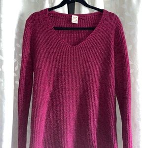 Faded Glory Maroon Burgundy V-Neck Sweater Medium